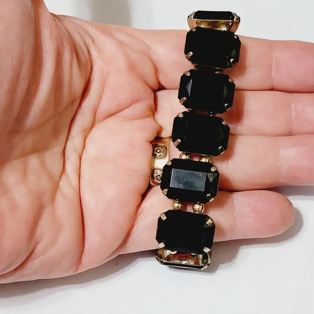 Black Lucite Stretch Bracelet,‎ 5/8